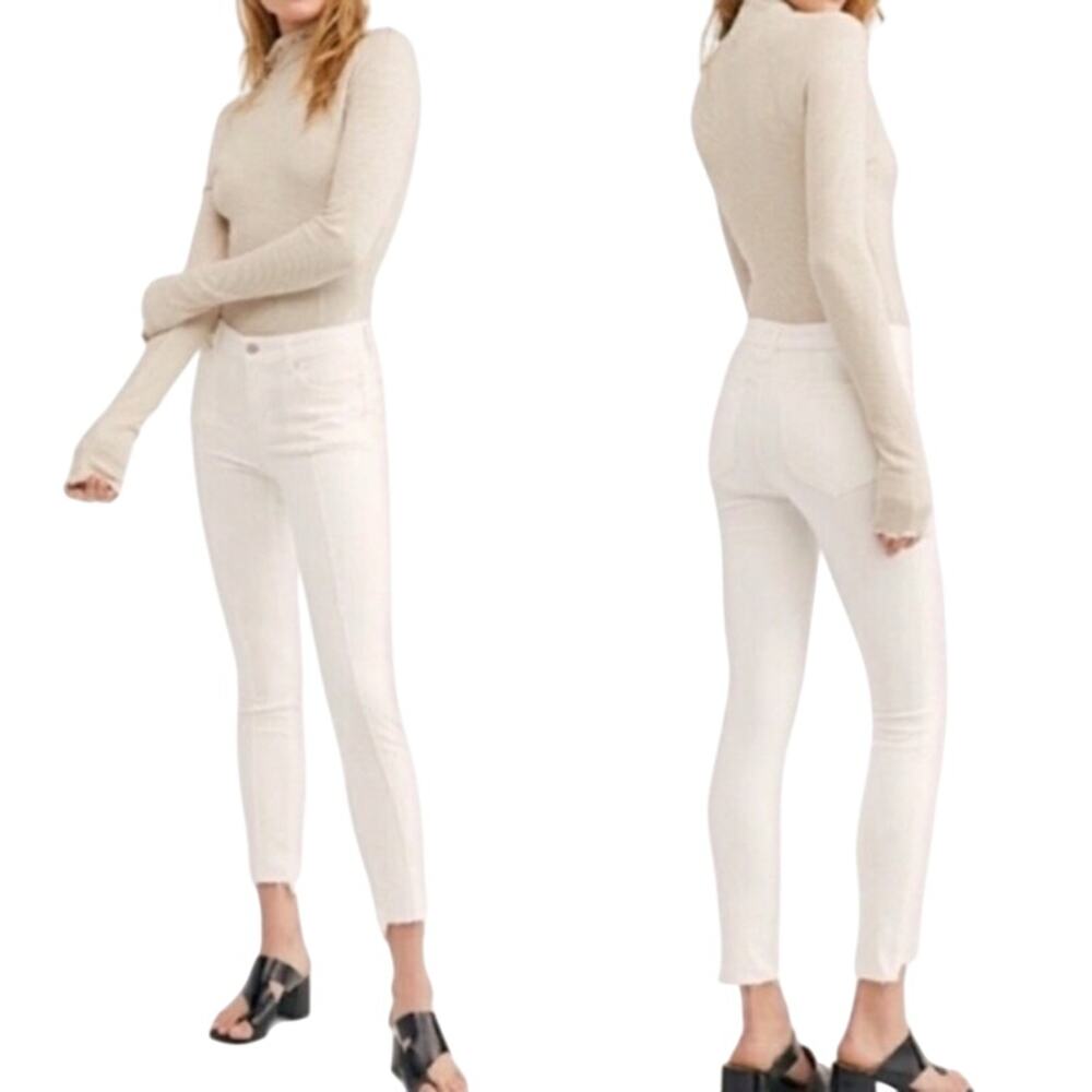 Free People White Jeans Raw Skinny